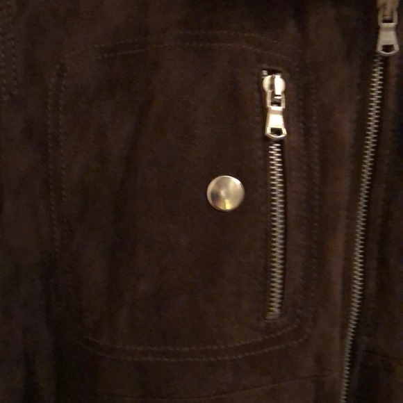Zara brown suede leather bomber jacket - Picture 4 of 7